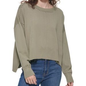 Dkny Studded Sweater, Thyme, Size:  X-Large
